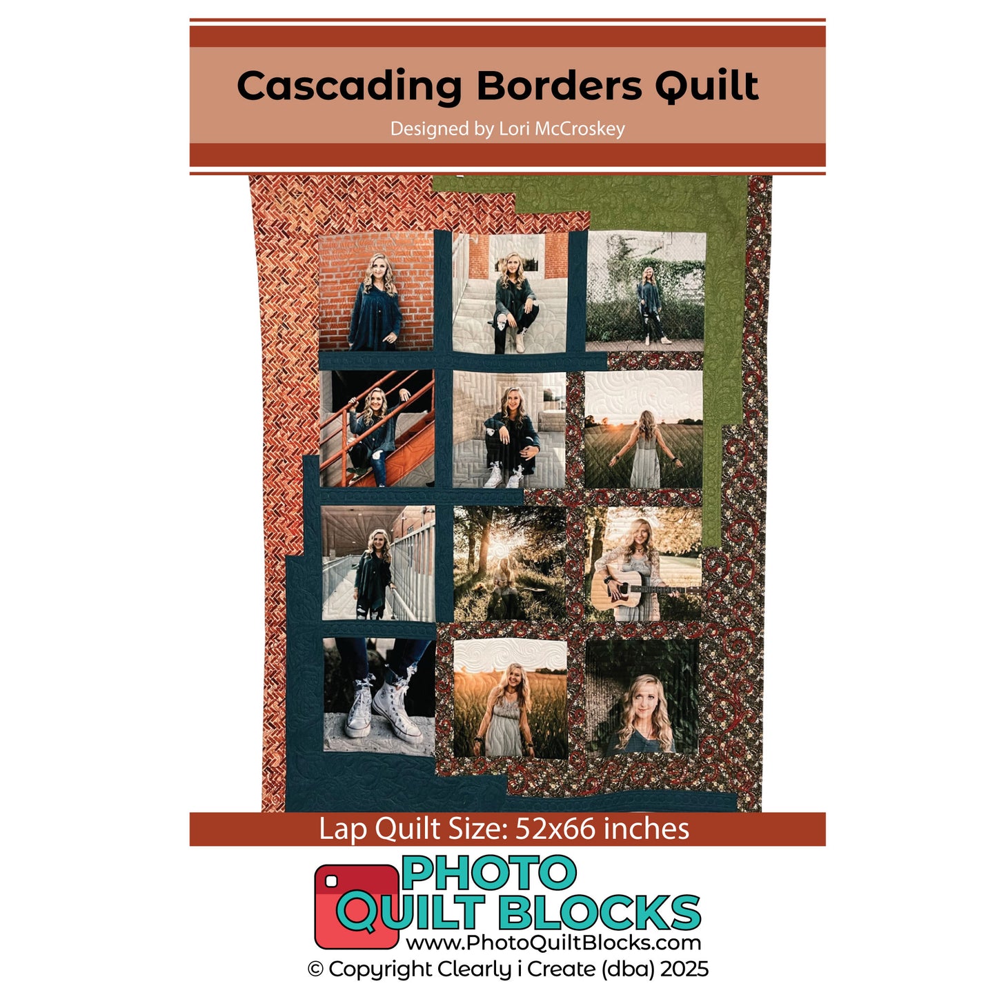 Cascading Border Quilt by Lori McCroskey, Photo Quilt Blocks - 12 inch finished photo blocks