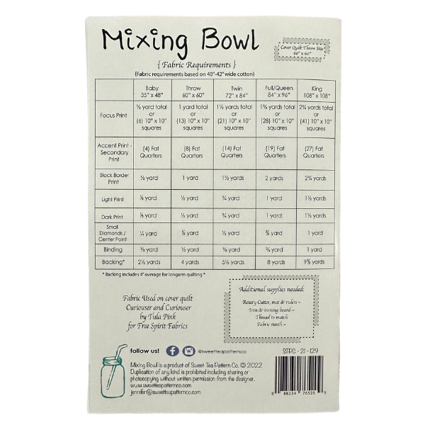 Mixing Bowl Memory Quilt Pattern - by Sweet Tea pattern co