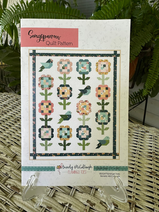 Songsparrow Quilt Pattern by Beverly McCullough - 4x4 or 8x8 inch blocks - NEW 2025