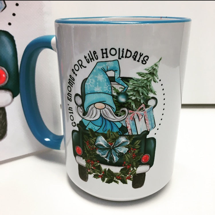 christmas gnome truck mug