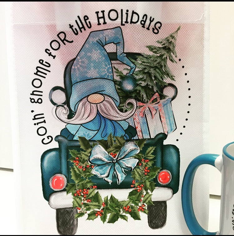 christmas gnome truck gift bag