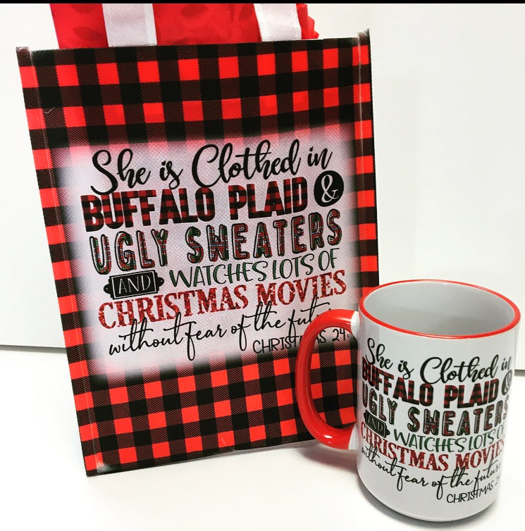 She is Clothed Christmas Lover Tshirt, Mug, Gift Bag set - FREE SHIPPING