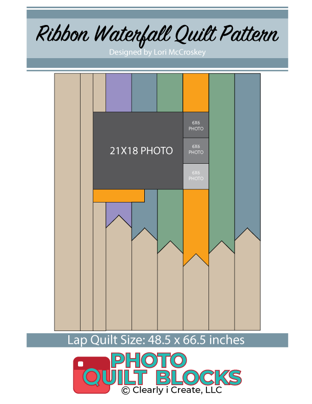 Ribbon Waterfall Quilt Pattern by Lori McCroskey, Photo Quilt Blocks - 12x18 and 6x6
