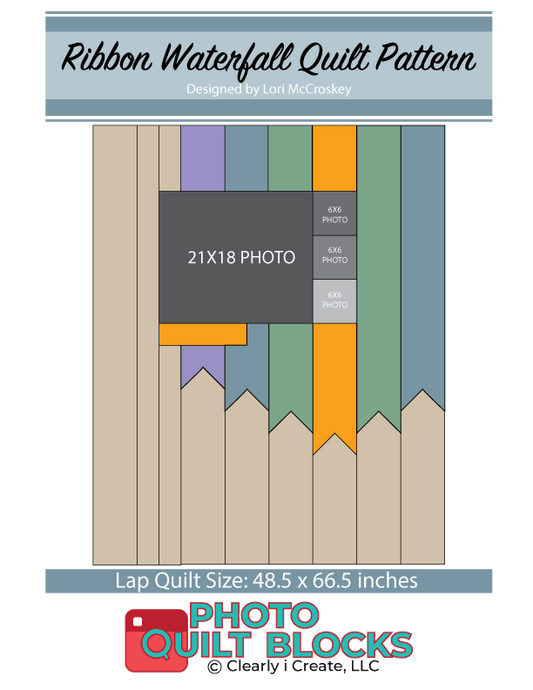 Ribbon Waterfall Quilt Pattern by Lori McCroskey, Photo Quilt Blocks - 12x18 and 6x6
