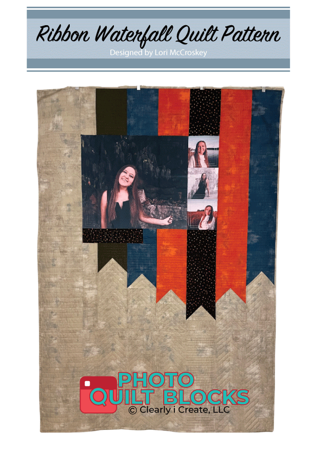 Ribbon Waterfall Quilt Pattern by Lori McCroskey, Photo Quilt Blocks - 12x18 and 6x6