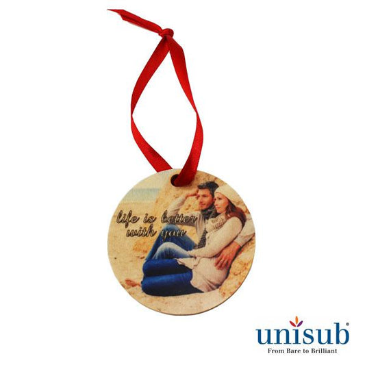 Photo Memory Christmas Ornament - Natural Wood Round Circle Holiday Christmas Ornament
