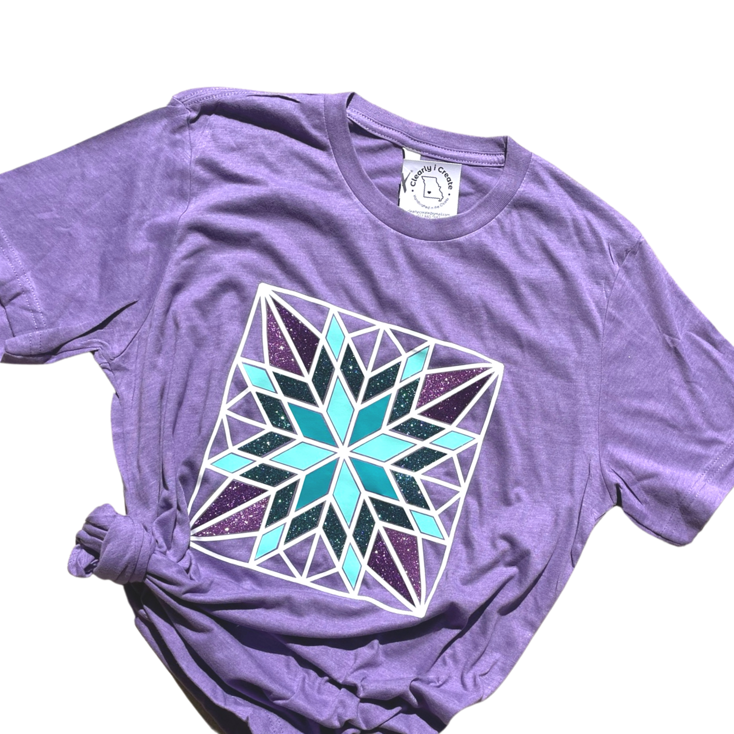 Barn Star Quilt Tshirt for Quilters - Purple and lots of glitter!