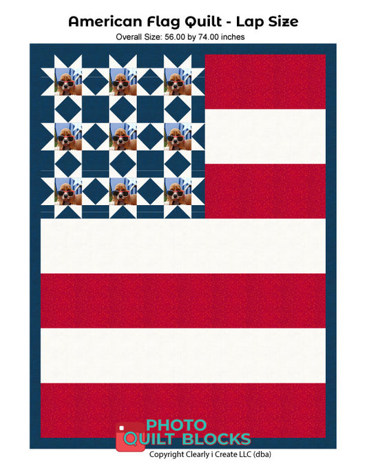 Patriotic American Flag Quilt Pattern DOWNLOAD - Lap size