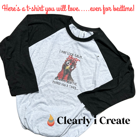 I May Look Calm Chicken Tshirt | Baseball style t-shirt