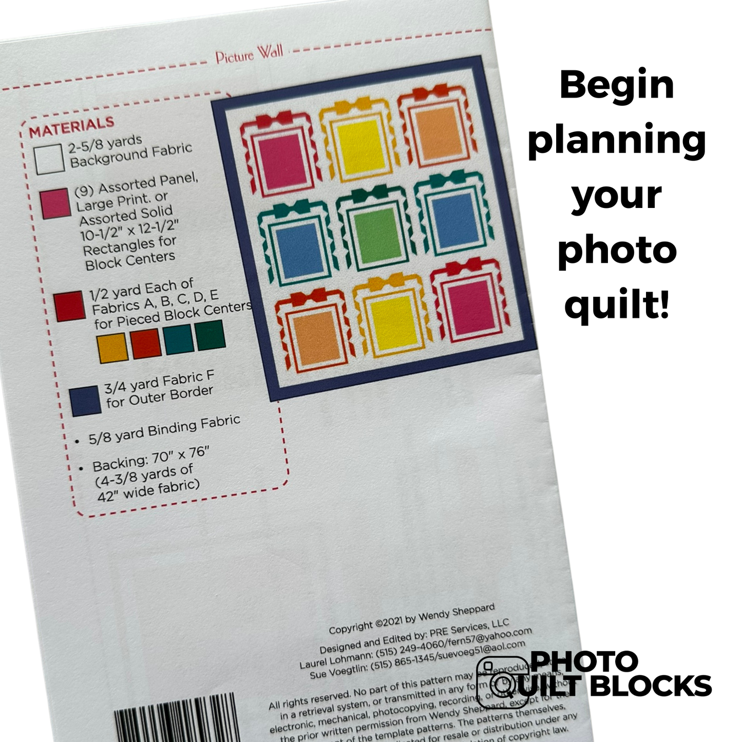 Picture Wall Quilt Pattern by Wendy Sheppard - 9x11 inch blocks
