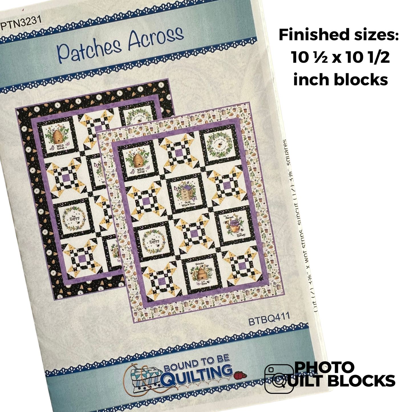 Patches Across Quilt Pattern by Bound to Be Quilting - 10 1/2 x 10 1/2 inch photo blocks
