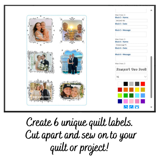 Personalized Photo Quilt Label Collection – 6 Coordinating Designs (Set 1)