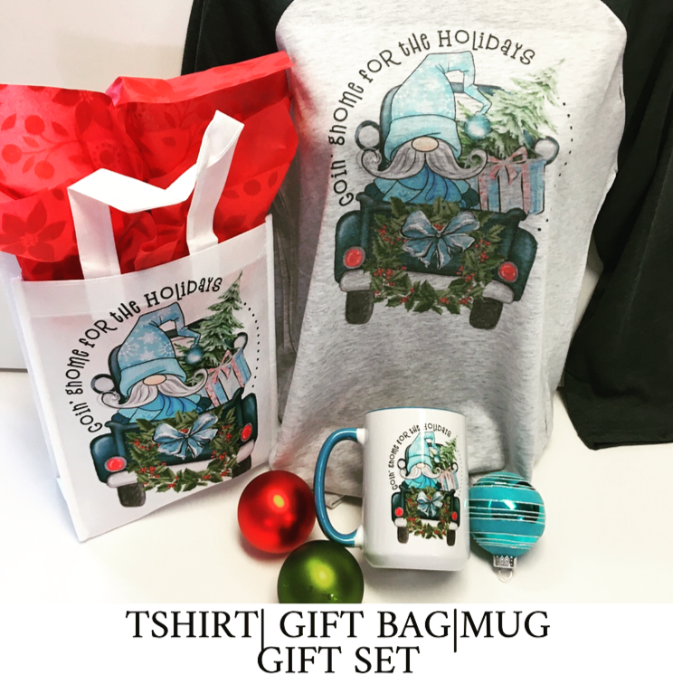 christmas gnome truck mug bag gift set