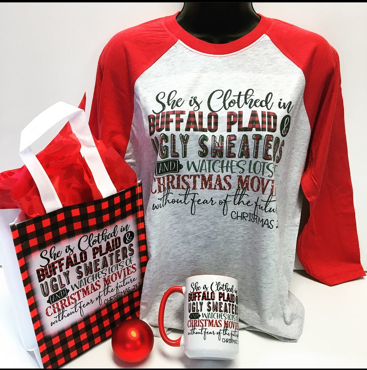 She is Clothed Christmas Lover Tshirt, Mug, Gift Bag set - FREE SHIPPING