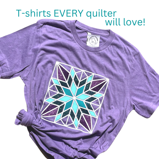 Barn Star Quilt Tshirt for Quilters - Purple and lots of glitter!
